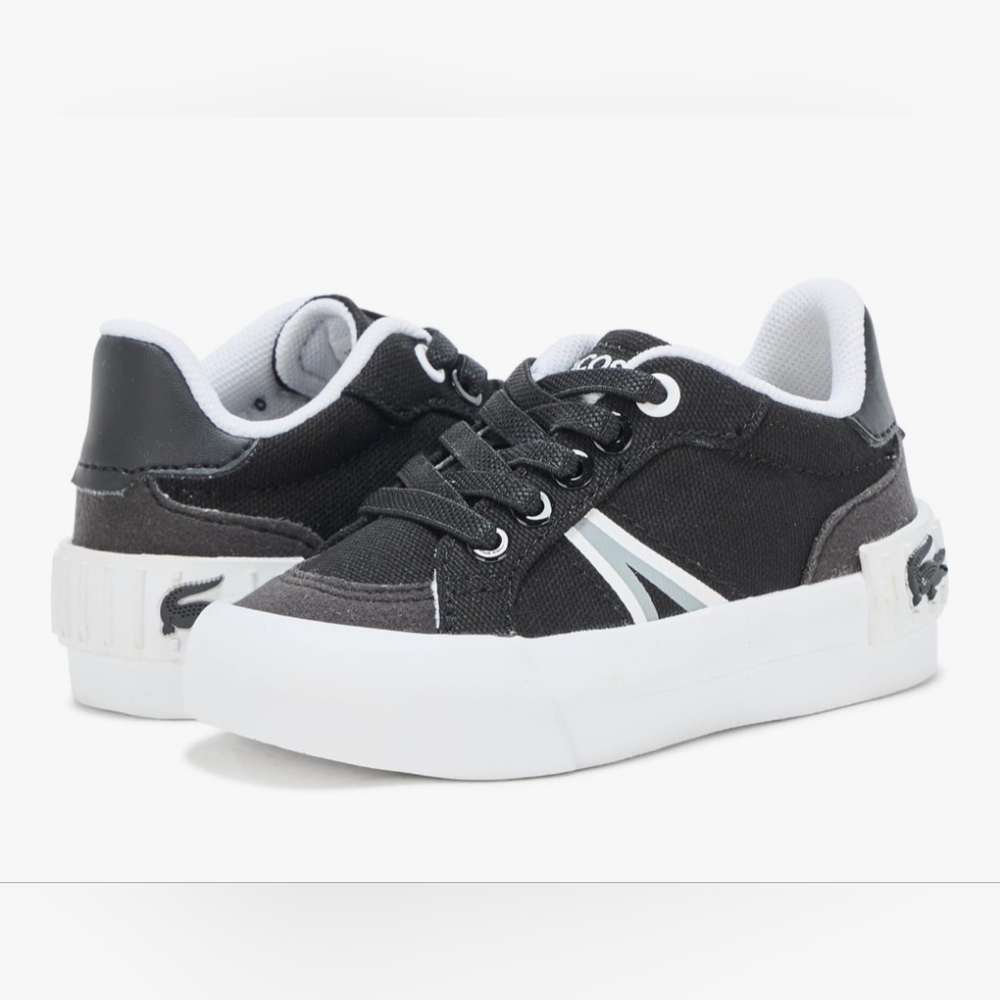 New Lacoste Unisex L004 Black and White Sneakers Kids Size 1